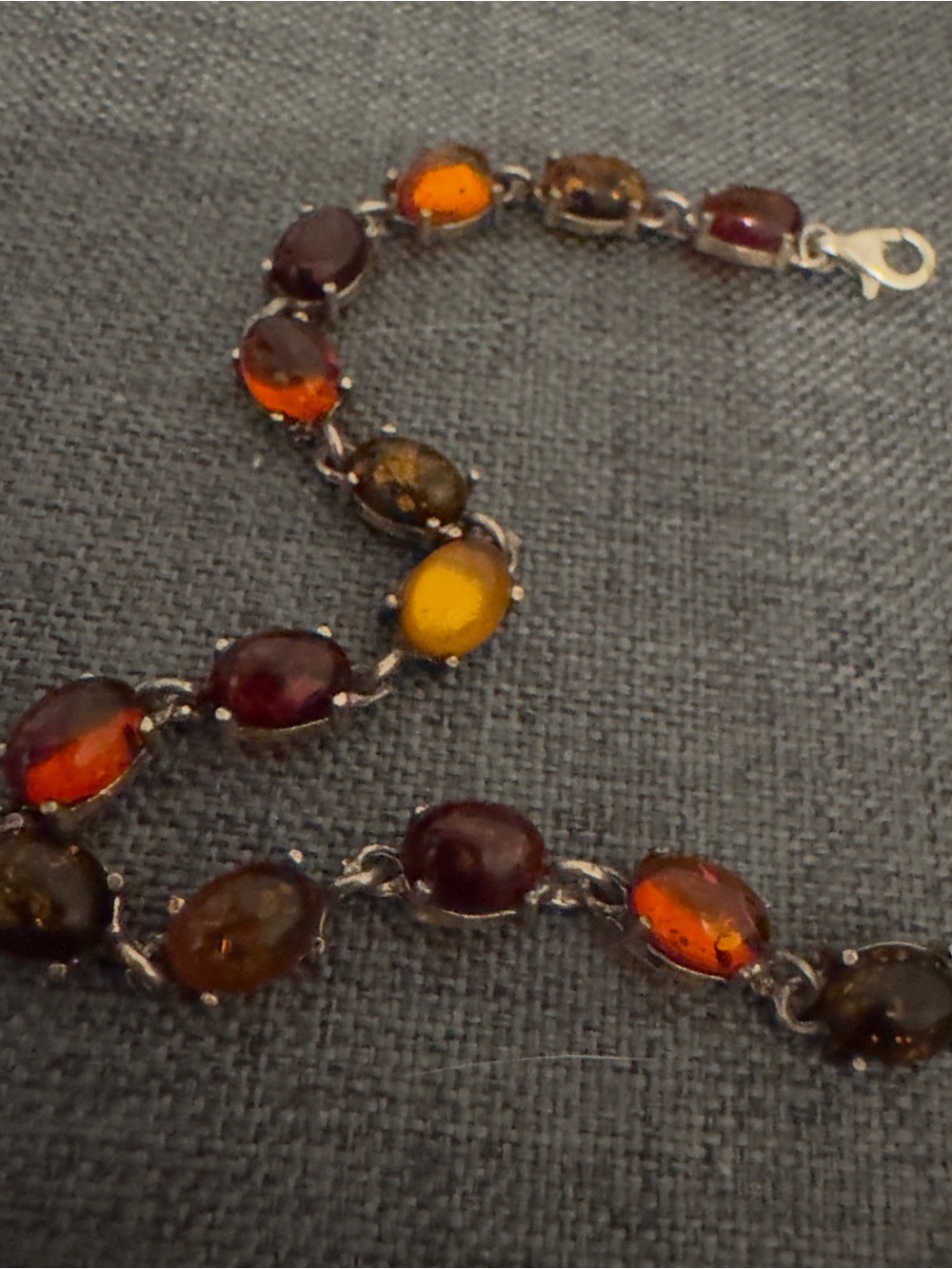 924 Sterling silver Vintage-Inspired  Amber Link Bracelet rare
